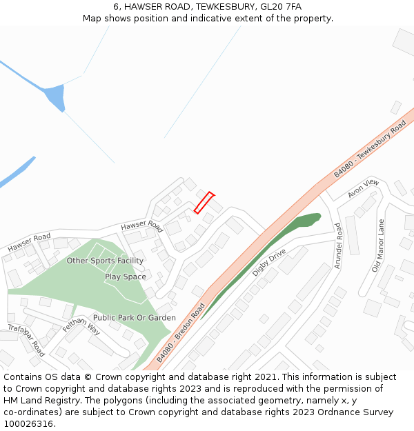 6, HAWSER ROAD, TEWKESBURY, GL20 7FA: Location map and indicative extent of plot