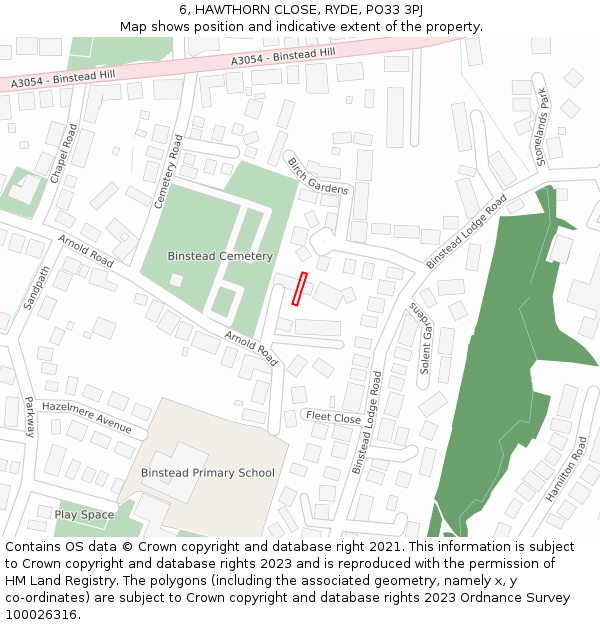 6, HAWTHORN CLOSE, RYDE, PO33 3PJ: Location map and indicative extent of plot