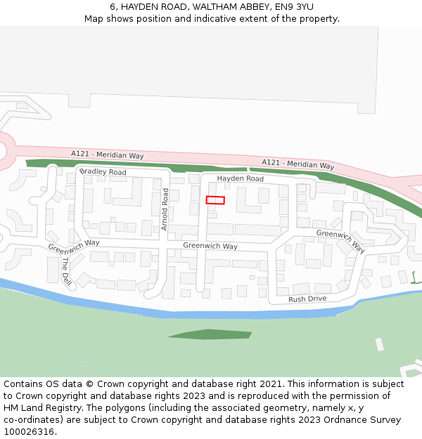 6, HAYDEN ROAD, WALTHAM ABBEY, EN9 3YU: Location map and indicative extent of plot
