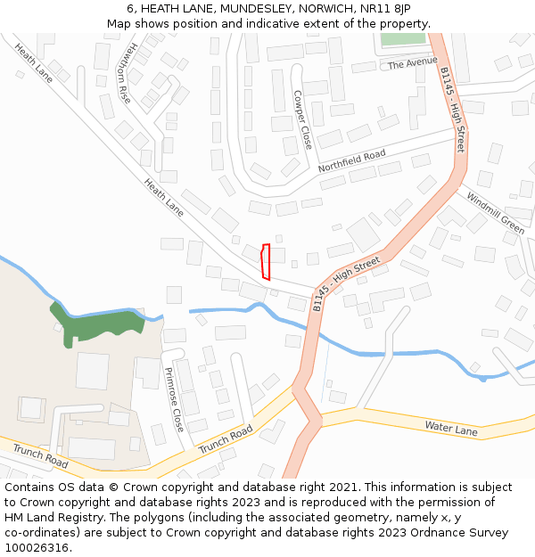 6, HEATH LANE, MUNDESLEY, NORWICH, NR11 8JP: Location map and indicative extent of plot