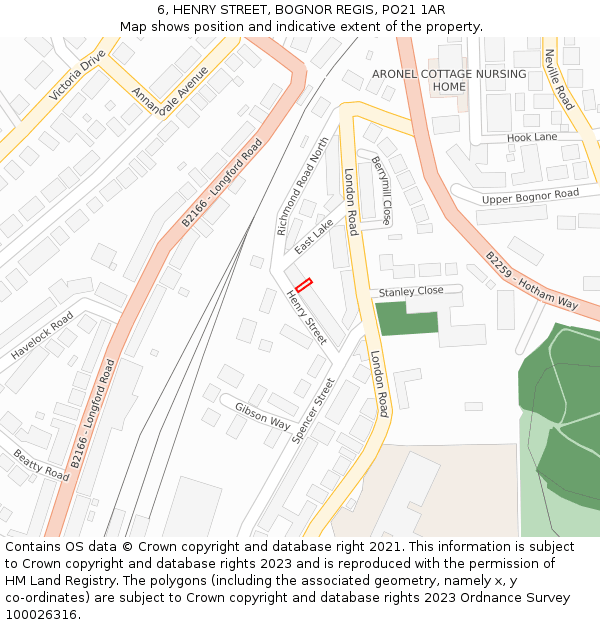 6, HENRY STREET, BOGNOR REGIS, PO21 1AR: Location map and indicative extent of plot