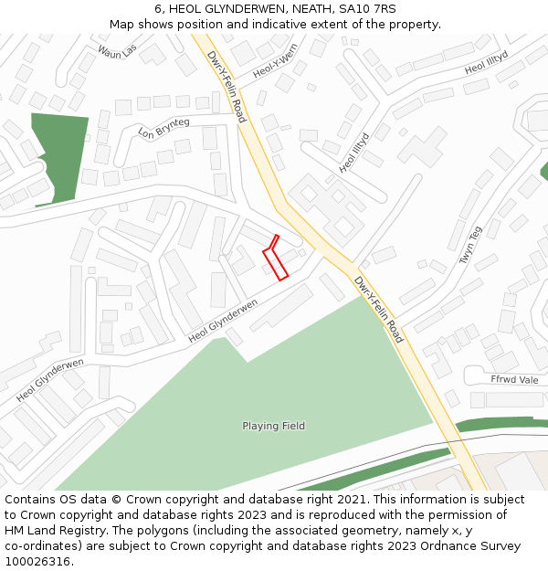 6, HEOL GLYNDERWEN, NEATH, SA10 7RS: Location map and indicative extent of plot