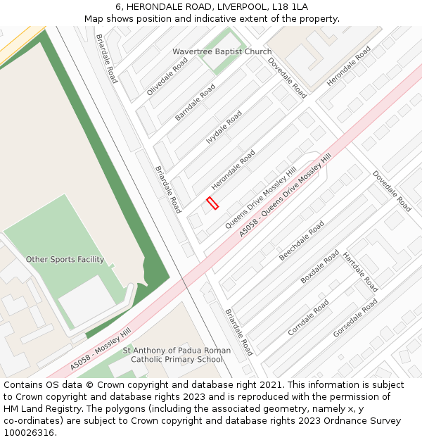 6, HERONDALE ROAD, LIVERPOOL, L18 1LA: Location map and indicative extent of plot