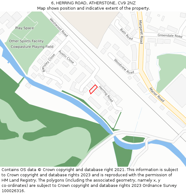 6, HERRING ROAD, ATHERSTONE, CV9 2NZ: Location map and indicative extent of plot