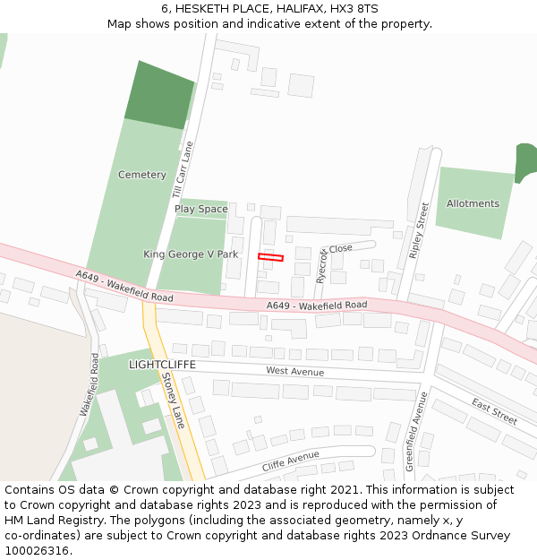 6, HESKETH PLACE, HALIFAX, HX3 8TS: Location map and indicative extent of plot