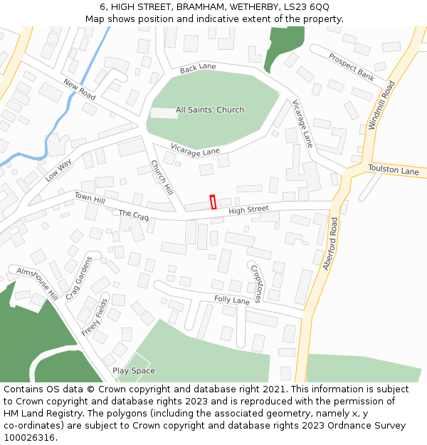6, HIGH STREET, BRAMHAM, WETHERBY, LS23 6QQ: Location map and indicative extent of plot