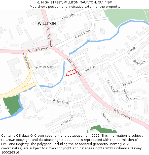 6, HIGH STREET, WILLITON, TAUNTON, TA4 4NW: Location map and indicative extent of plot