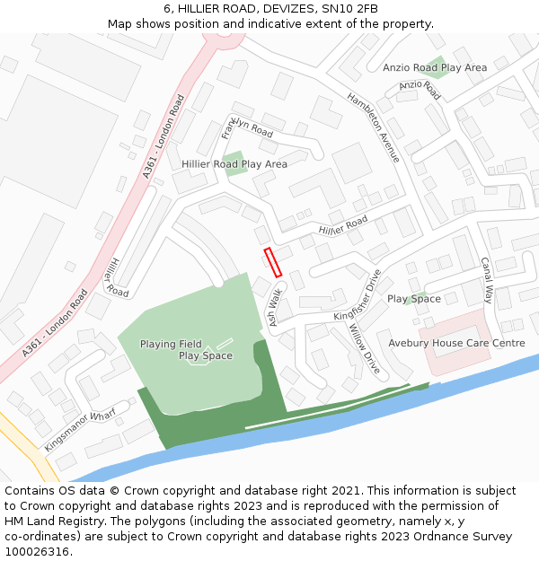 6, HILLIER ROAD, DEVIZES, SN10 2FB: Location map and indicative extent of plot