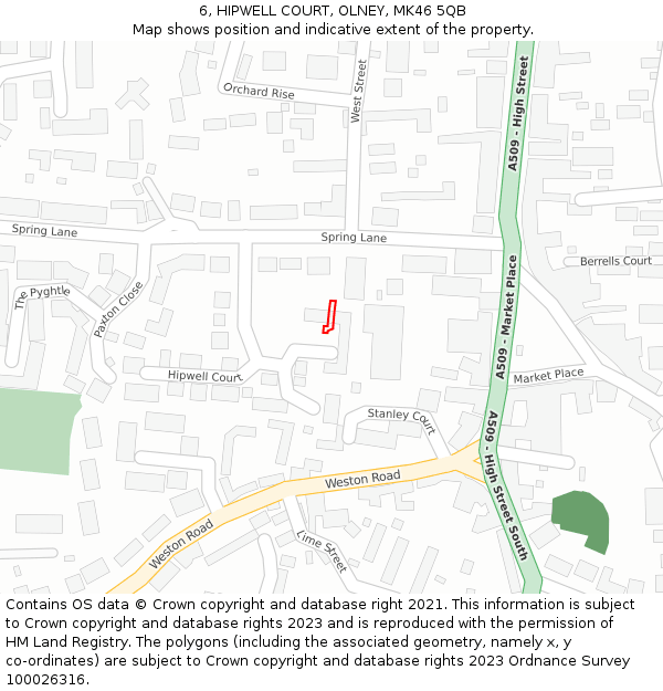 6, HIPWELL COURT, OLNEY, MK46 5QB: Location map and indicative extent of plot