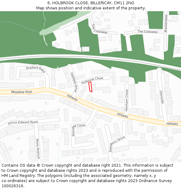 6, HOLBROOK CLOSE, BILLERICAY, CM11 2NG: Location map and indicative extent of plot