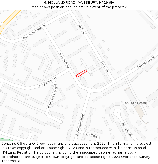 6, HOLLAND ROAD, AYLESBURY, HP19 9JH: Location map and indicative extent of plot