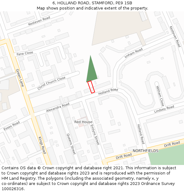 6, HOLLAND ROAD, STAMFORD, PE9 1SB: Location map and indicative extent of plot