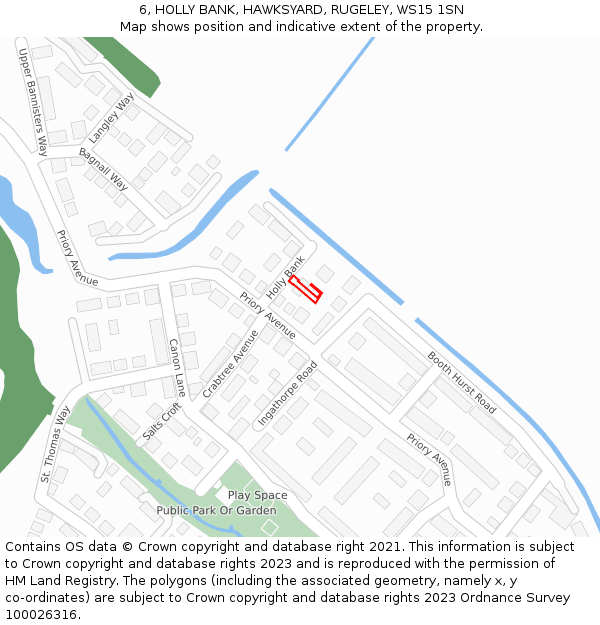 6, HOLLY BANK, HAWKSYARD, RUGELEY, WS15 1SN: Location map and indicative extent of plot