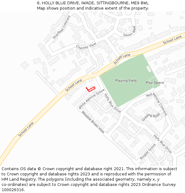 6, HOLLY BLUE DRIVE, IWADE, SITTINGBOURNE, ME9 8WL: Location map and indicative extent of plot