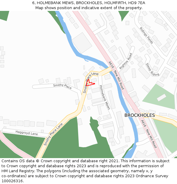 6, HOLMEBANK MEWS, BROCKHOLES, HOLMFIRTH, HD9 7EA: Location map and indicative extent of plot