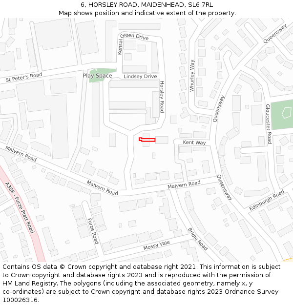 6, HORSLEY ROAD, MAIDENHEAD, SL6 7RL: Location map and indicative extent of plot