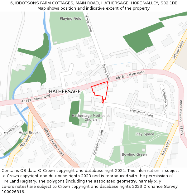 6, IBBOTSONS FARM COTTAGES, MAIN ROAD, HATHERSAGE, HOPE VALLEY, S32 1BB: Location map and indicative extent of plot