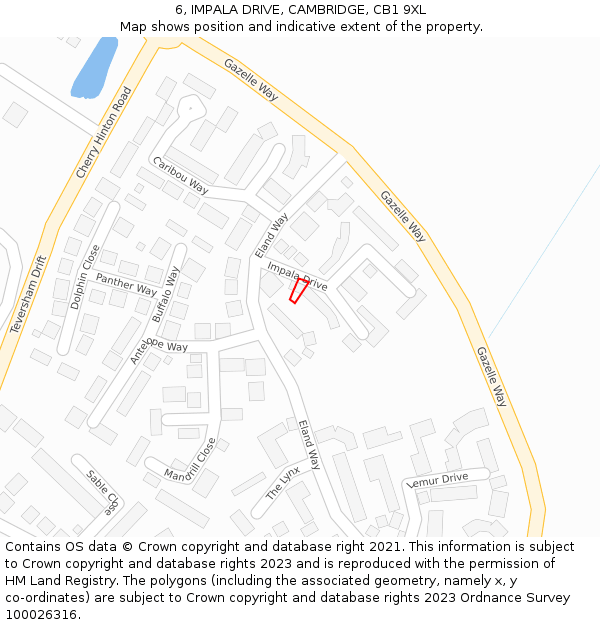 6, IMPALA DRIVE, CAMBRIDGE, CB1 9XL: Location map and indicative extent of plot