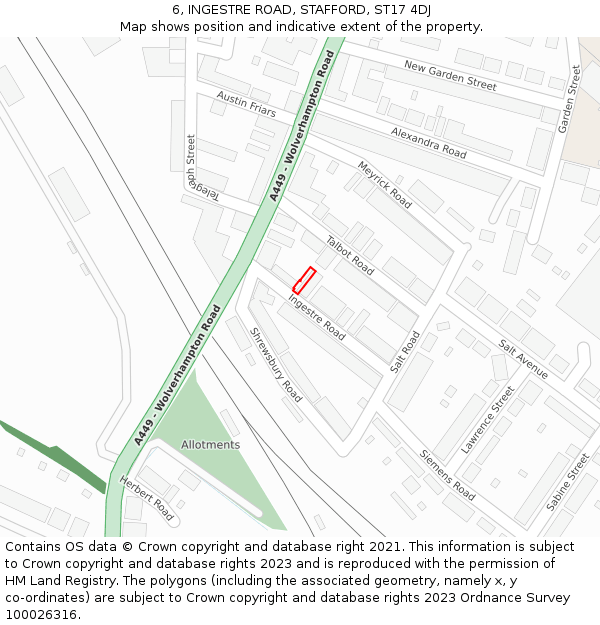 6, INGESTRE ROAD, STAFFORD, ST17 4DJ: Location map and indicative extent of plot