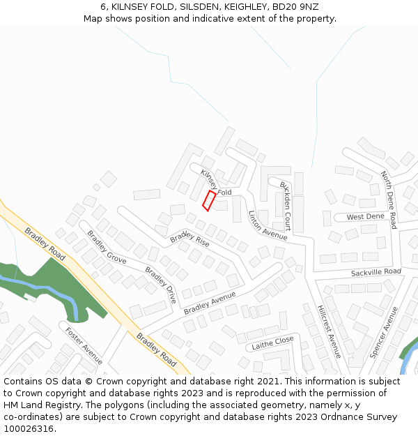 6, KILNSEY FOLD, SILSDEN, KEIGHLEY, BD20 9NZ: Location map and indicative extent of plot