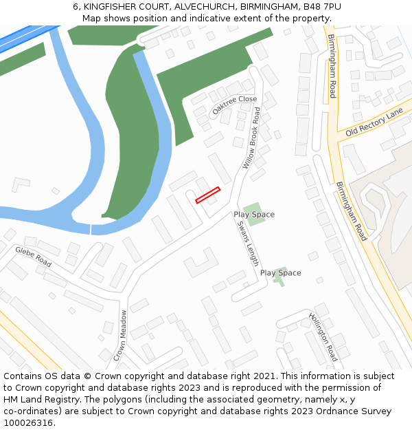 6, KINGFISHER COURT, ALVECHURCH, BIRMINGHAM, B48 7PU: Location map and indicative extent of plot