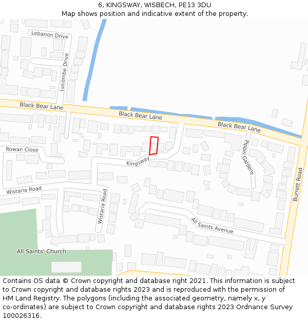6, KINGSWAY, WISBECH, PE13 3DU: Location map and indicative extent of plot