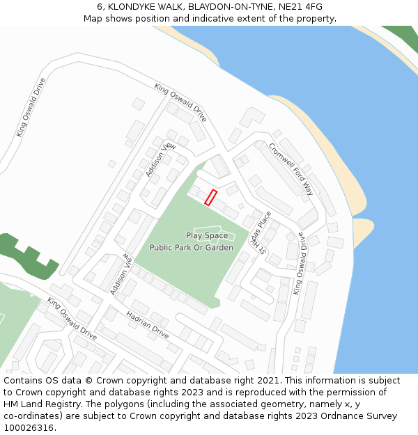 6, KLONDYKE WALK, BLAYDON-ON-TYNE, NE21 4FG: Location map and indicative extent of plot