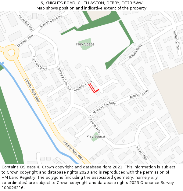 6, KNIGHTS ROAD, CHELLASTON, DERBY, DE73 5WW: Location map and indicative extent of plot