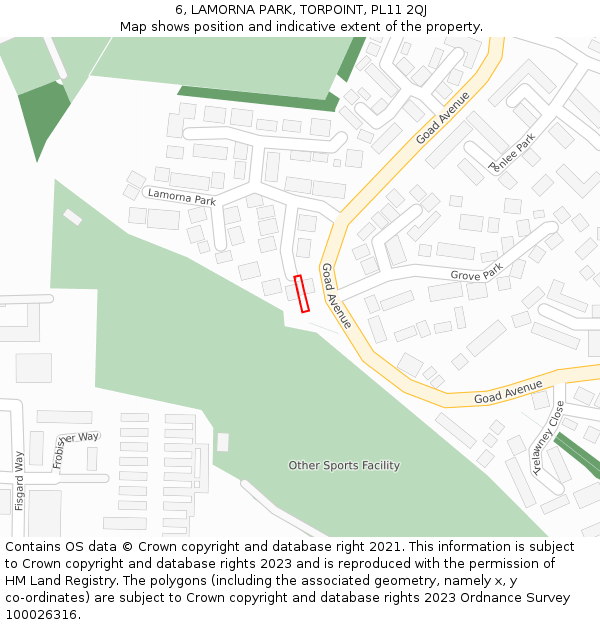 6, LAMORNA PARK, TORPOINT, PL11 2QJ: Location map and indicative extent of plot