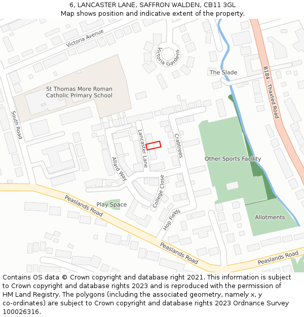 6, LANCASTER LANE, SAFFRON WALDEN, CB11 3GL: Location map and indicative extent of plot