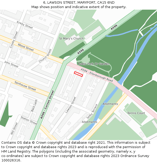 6, LAWSON STREET, MARYPORT, CA15 6ND: Location map and indicative extent of plot
