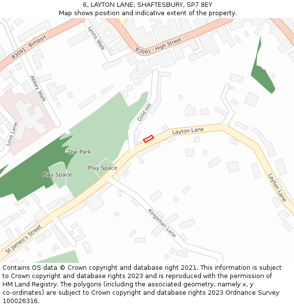 6, LAYTON LANE, SHAFTESBURY, SP7 8EY: Location map and indicative extent of plot