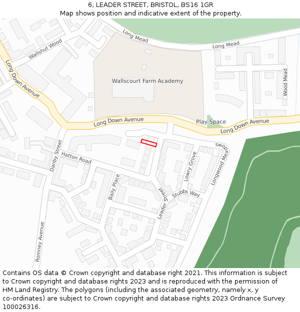 6, LEADER STREET, BRISTOL, BS16 1GR: Location map and indicative extent of plot