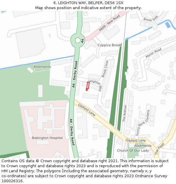 6, LEIGHTON WAY, BELPER, DE56 1SX: Location map and indicative extent of plot