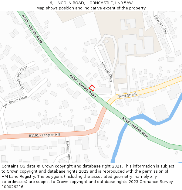 6, LINCOLN ROAD, HORNCASTLE, LN9 5AW: Location map and indicative extent of plot