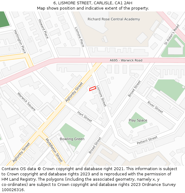 6, LISMORE STREET, CARLISLE, CA1 2AH: Location map and indicative extent of plot