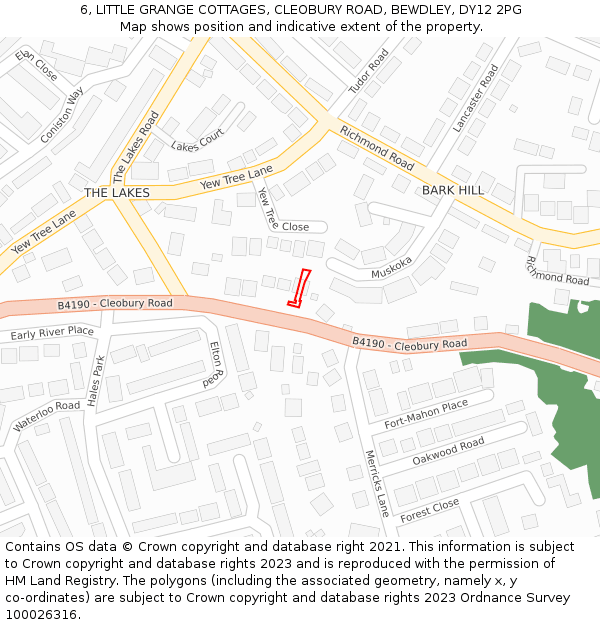 6, LITTLE GRANGE COTTAGES, CLEOBURY ROAD, BEWDLEY, DY12 2PG: Location map and indicative extent of plot