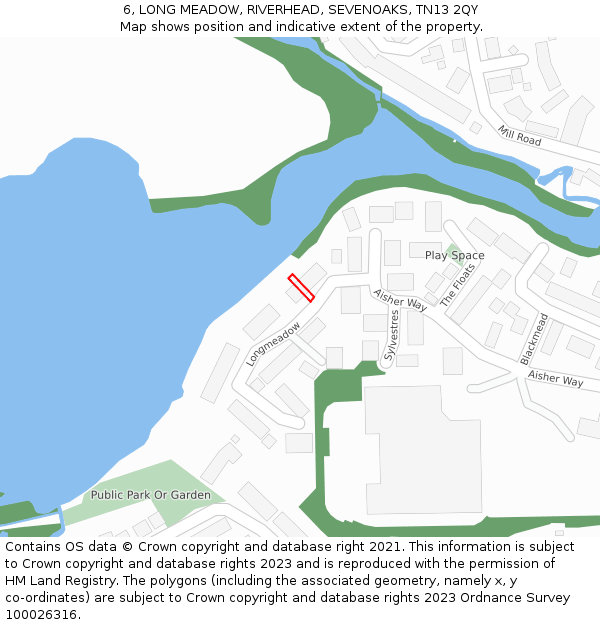 6, LONG MEADOW, RIVERHEAD, SEVENOAKS, TN13 2QY: Location map and indicative extent of plot