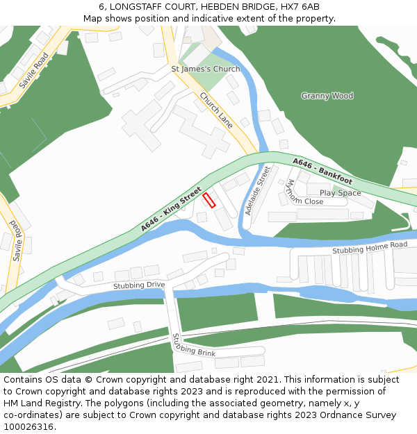 6, LONGSTAFF COURT, HEBDEN BRIDGE, HX7 6AB: Location map and indicative extent of plot