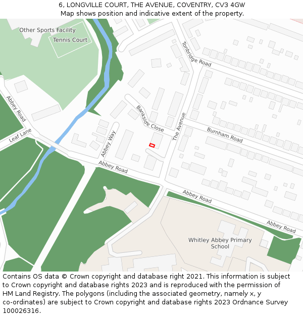 6, LONGVILLE COURT, THE AVENUE, COVENTRY, CV3 4GW: Location map and indicative extent of plot