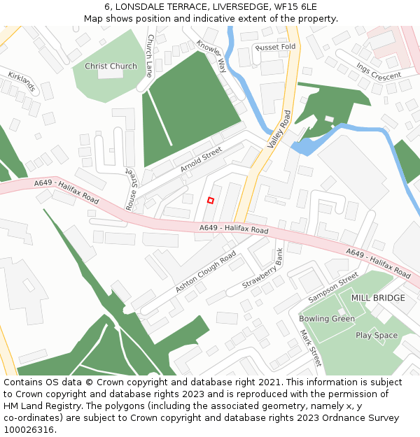 6, LONSDALE TERRACE, LIVERSEDGE, WF15 6LE: Location map and indicative extent of plot