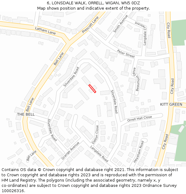 6, LONSDALE WALK, ORRELL, WIGAN, WN5 0DZ: Location map and indicative extent of plot