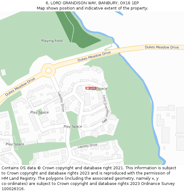 6, LORD GRANDISON WAY, BANBURY, OX16 1EP: Location map and indicative extent of plot