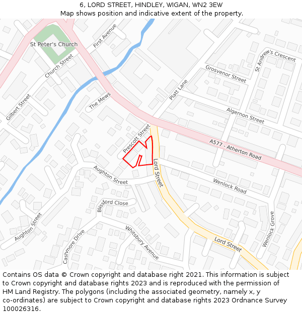 6, LORD STREET, HINDLEY, WIGAN, WN2 3EW: Location map and indicative extent of plot