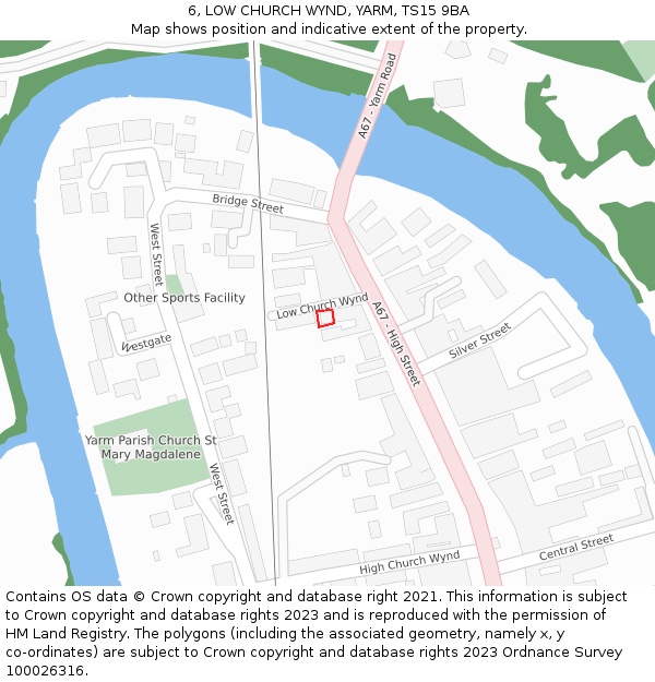 6, LOW CHURCH WYND, YARM, TS15 9BA: Location map and indicative extent of plot