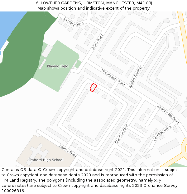 6, LOWTHER GARDENS, URMSTON, MANCHESTER, M41 8RJ: Location map and indicative extent of plot