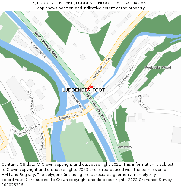 6, LUDDENDEN LANE, LUDDENDENFOOT, HALIFAX, HX2 6NH: Location map and indicative extent of plot