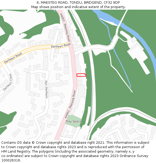 6, MAESTEG ROAD, TONDU, BRIDGEND, CF32 9DP: Location map and indicative extent of plot