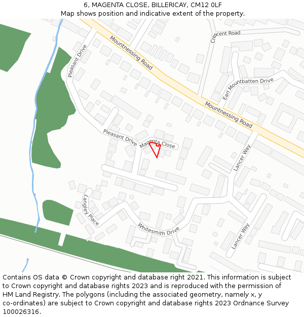 6, MAGENTA CLOSE, BILLERICAY, CM12 0LF: Location map and indicative extent of plot