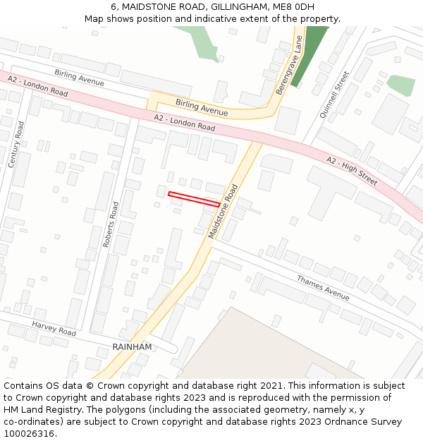 6, MAIDSTONE ROAD, GILLINGHAM, ME8 0DH: Location map and indicative extent of plot